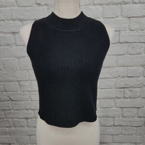 House of Harlow 1960 Black Ribbed Thick Mock Neck Size Large NEW